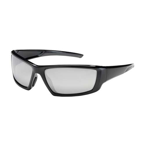 250-47-0005 Full Frame Safety Glasses with Black Frame, Silver Mirror Plus Lens and Anti-Scratch / Anti-Reflective Coating