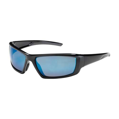 250-47-0006 Full Frame Safety Glasses with Black Frame, Blue Mirror Plus Lens and Anti-Scratch / Anti-Reflective Coating