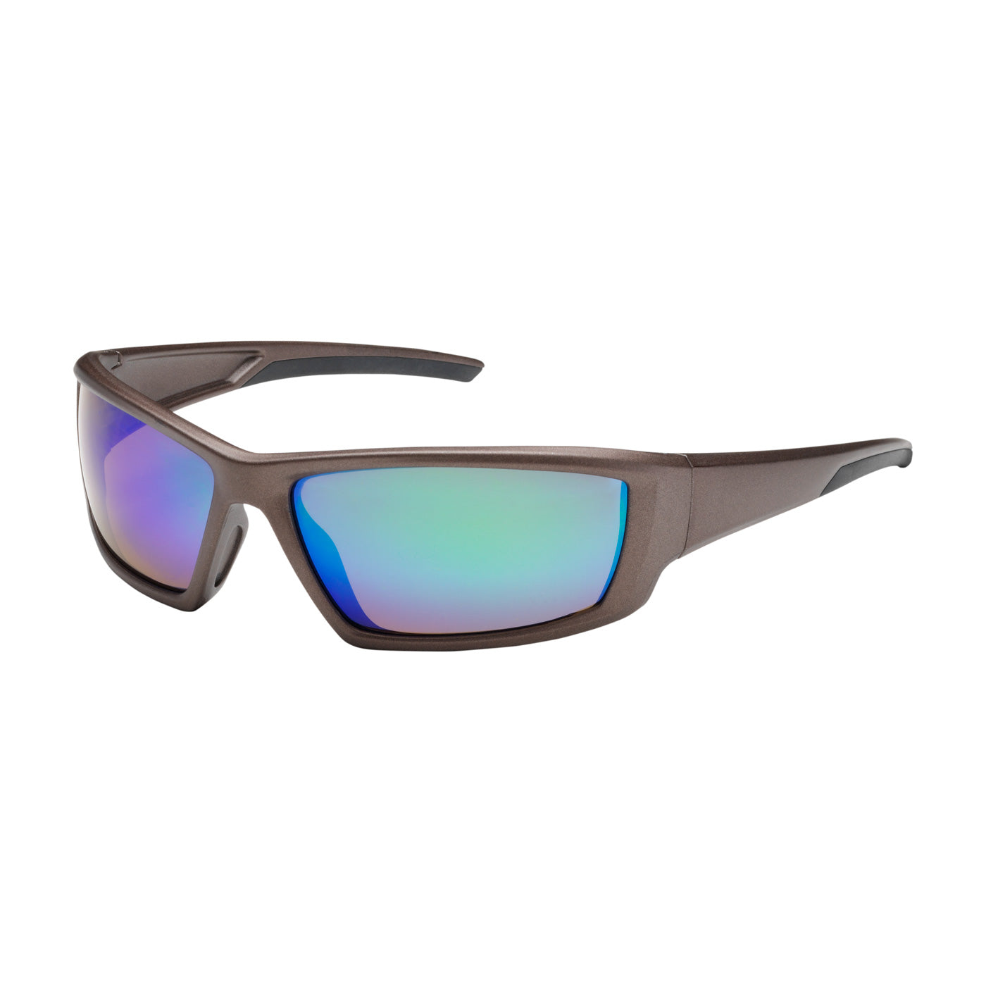 250-47-1008 Full Frame Safety Glasses with Brown Frame, Green Mirror Plus Lens and Anti-Scratch / Anti-Reflective Coating