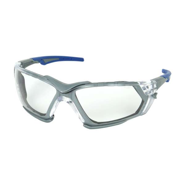 250-54-0020 Rimless Safety Glasses with Gray Frame, Clear Lens, Foam Padding and Anti-Scratch / Anti-Fog Coating