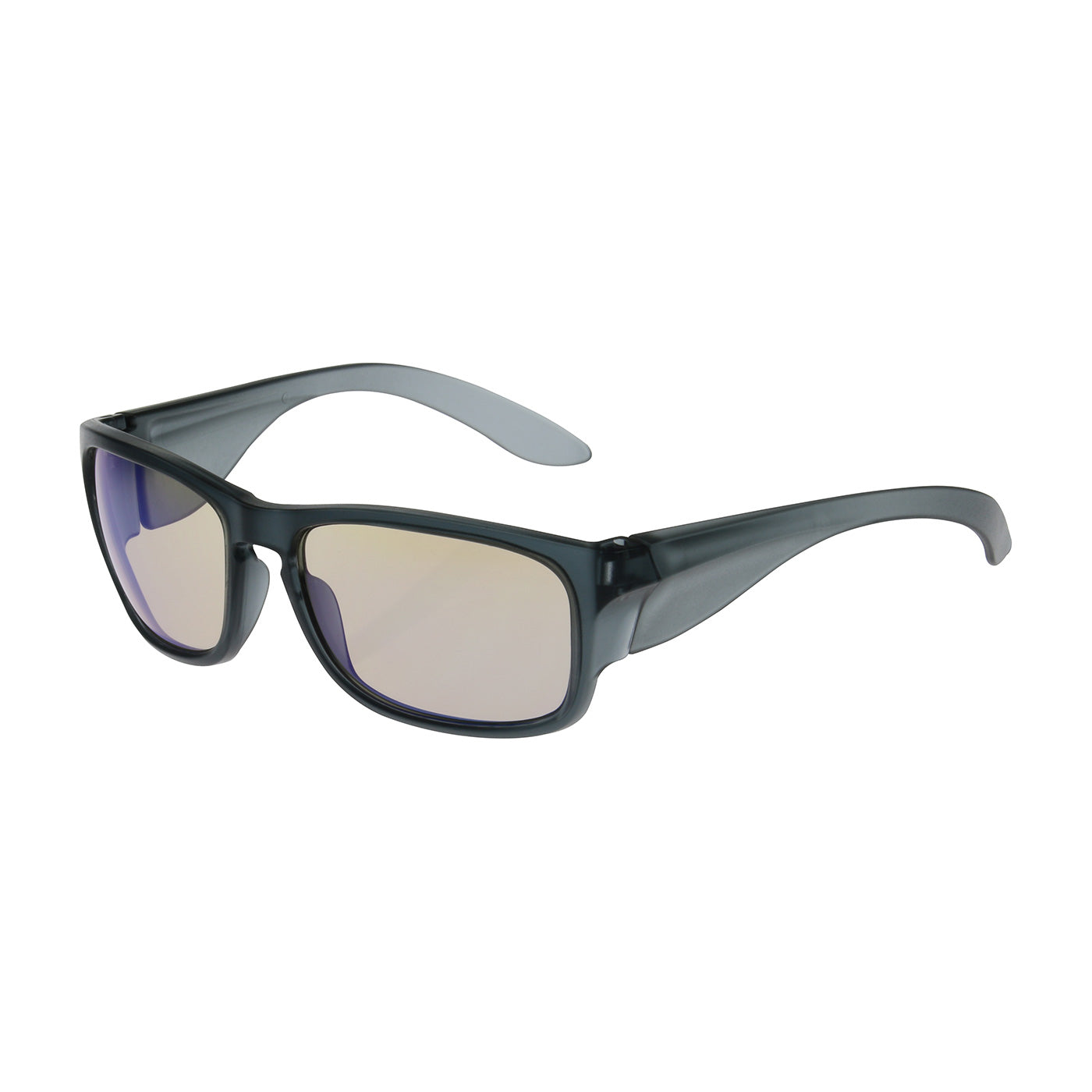 Full Frame Safety Glasses with Translucent Charcoal Frame, I/O Blue Lens and Anti-Scratch / Anti-Fog Coating