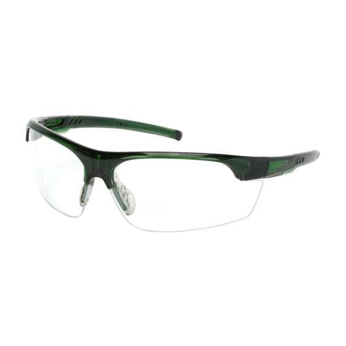 250-58-0520 Semi-Rimless Safety Glasses with Green Frame, Clear Lens and FogLess® 3Sixty™ Coating