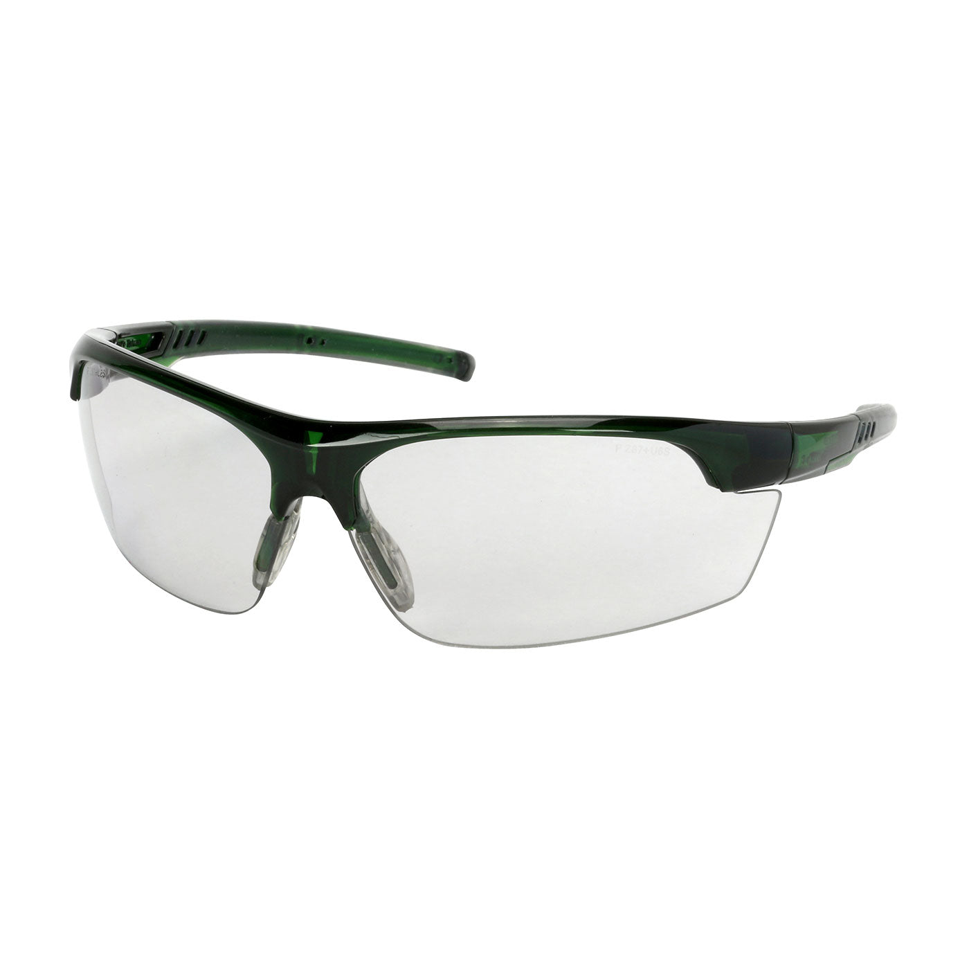 250-58-0551 Semi-Rimless Safety Glasses with Green Frame, Light Gray Lens and FogLess® 3Sixty™ Coating