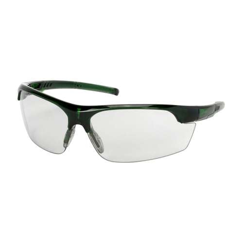 250-58-0551 Semi-Rimless Safety Glasses with Green Frame, Light Gray Lens and FogLess® 3Sixty™ Coating