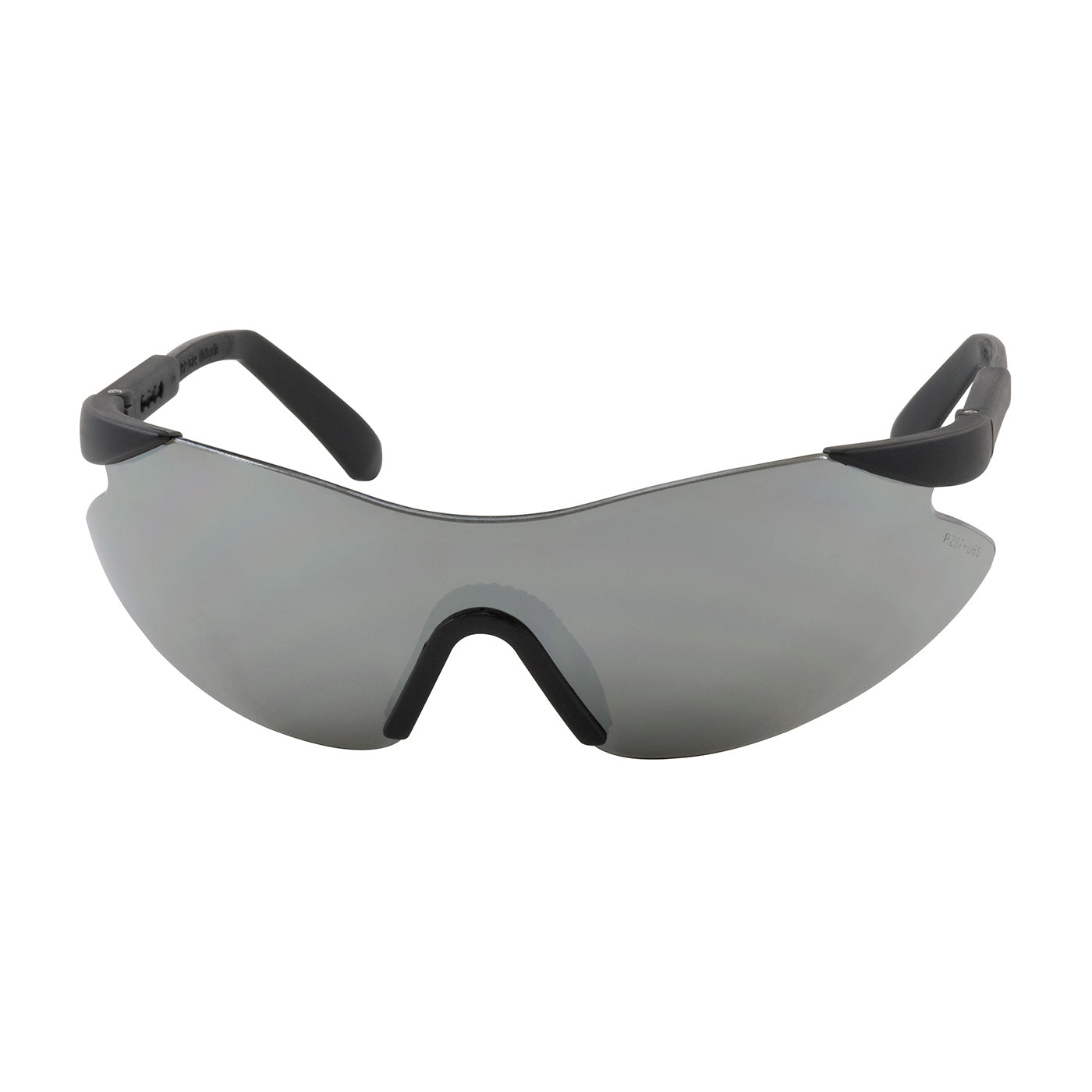 250-92-0005 Rimless Safety Glasses with Black Temple, Silver Mirror Lens and Anti-Scratch Coating