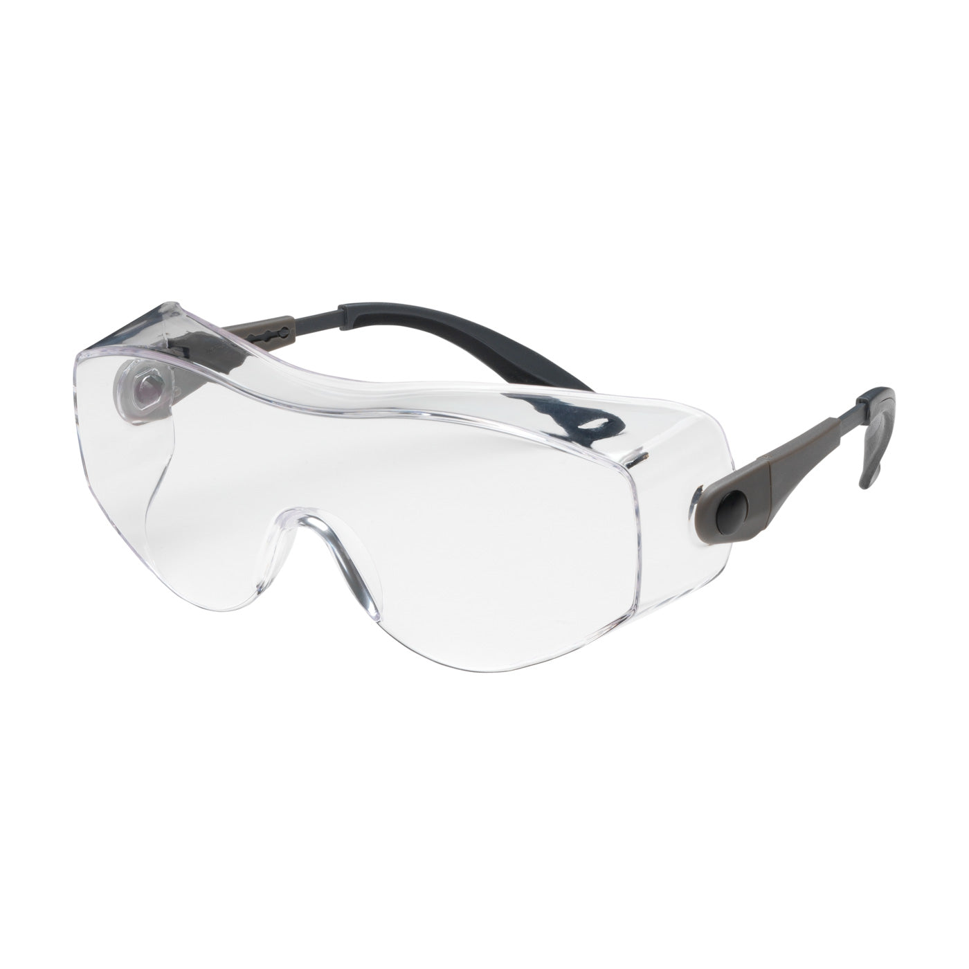 250-98-0020 OTG Rimless Safety Glasses with Black / Gray Temple, Clear Lens and Anti-Fog / Anti-Scratch Coating