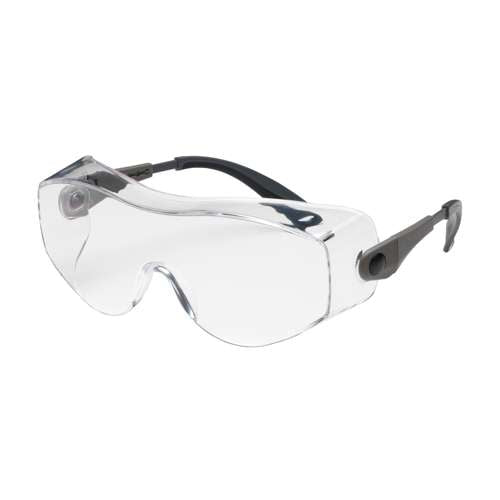 250-98-0000 OTG Rimless Safety Glasses with Black / Gray Temple, Clear Lens and Anti-Scratch Coating