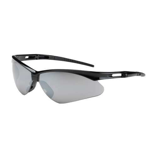 250-AN-10125 Semi-Rimless Safety Glasses with Black Frame, Silver Mirror Lens and Anti-Scratch Coating