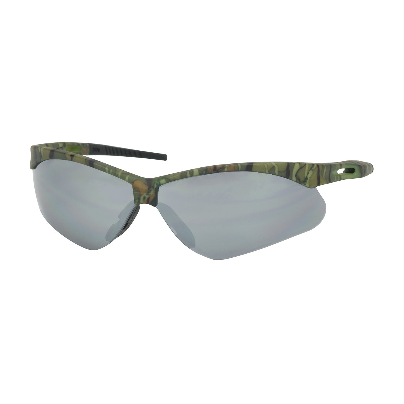 250-AN-10128 Semi-Rimless Safety Glasses with Camouflage Frame, Silver Mirror Lens and Anti-Scratch Coating