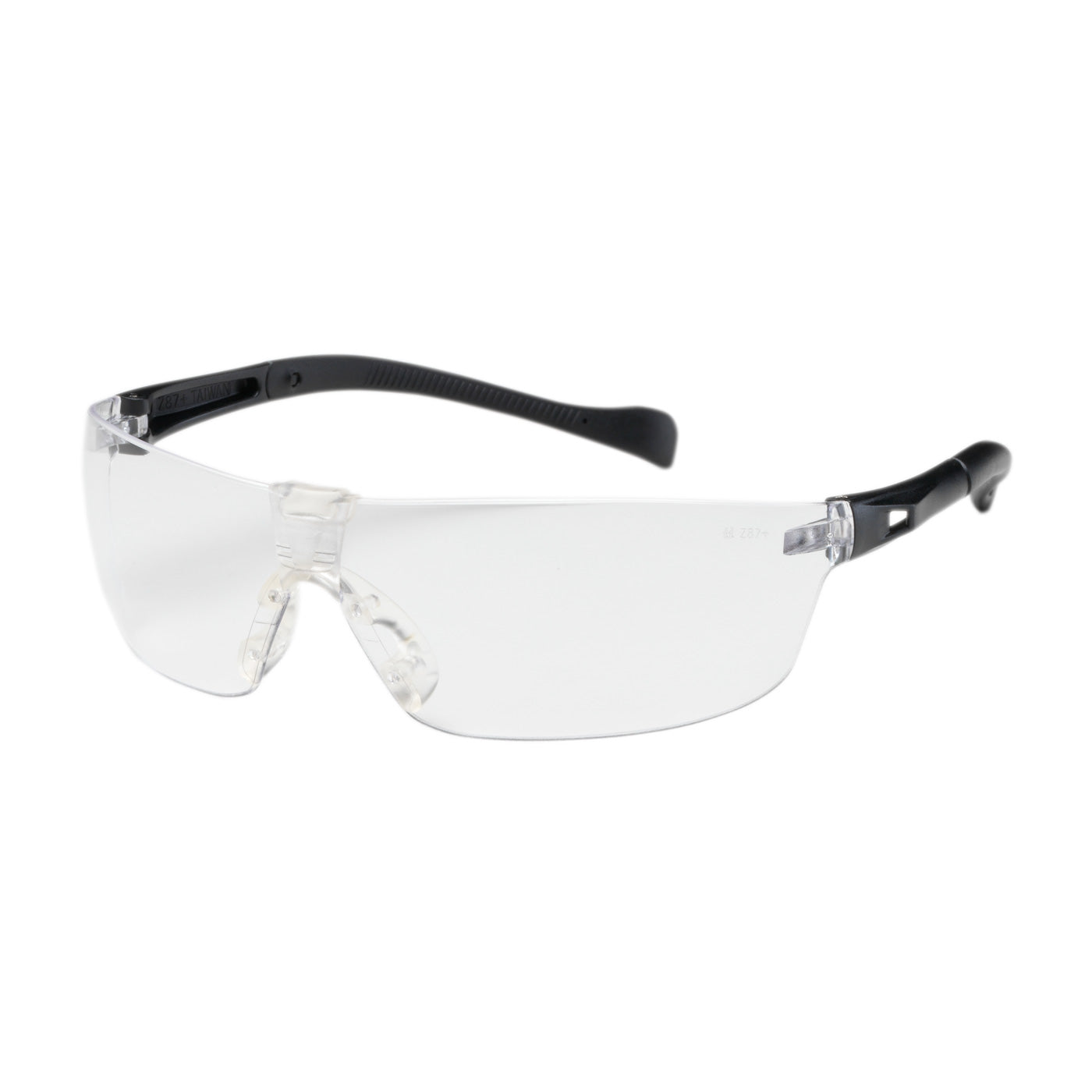 250-MT-10070 Rimless Safety Glasses with Black Temple, Clear Lens and Anti-Scratch Coating