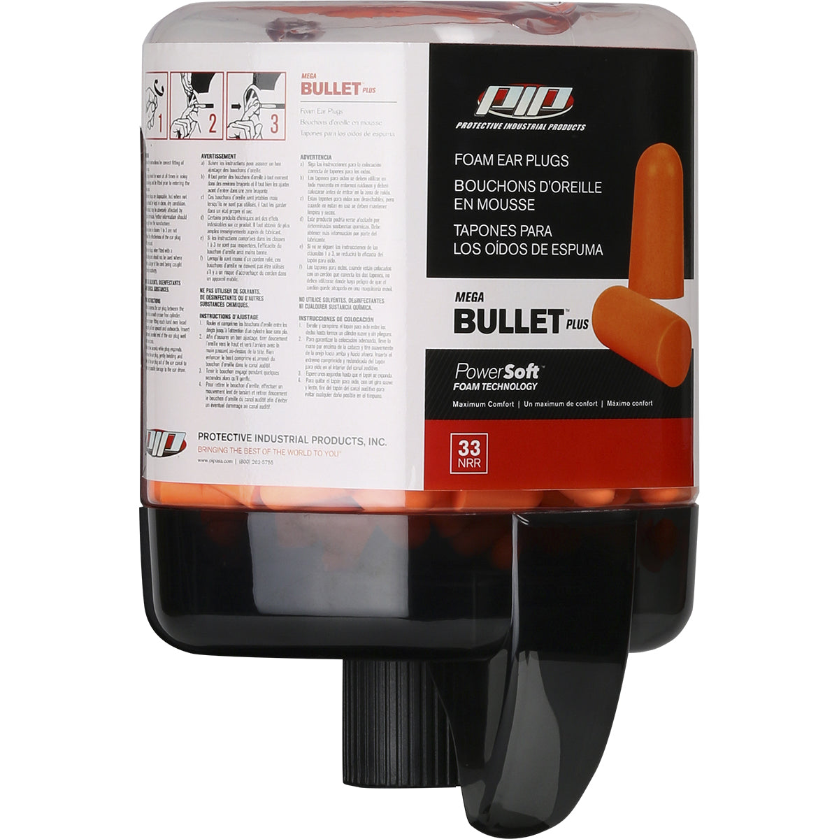 267-HPDR810-250 Prefilled Mega Bullet Plus Ear Plug Refill Canister 33 NRR-250 Pairs