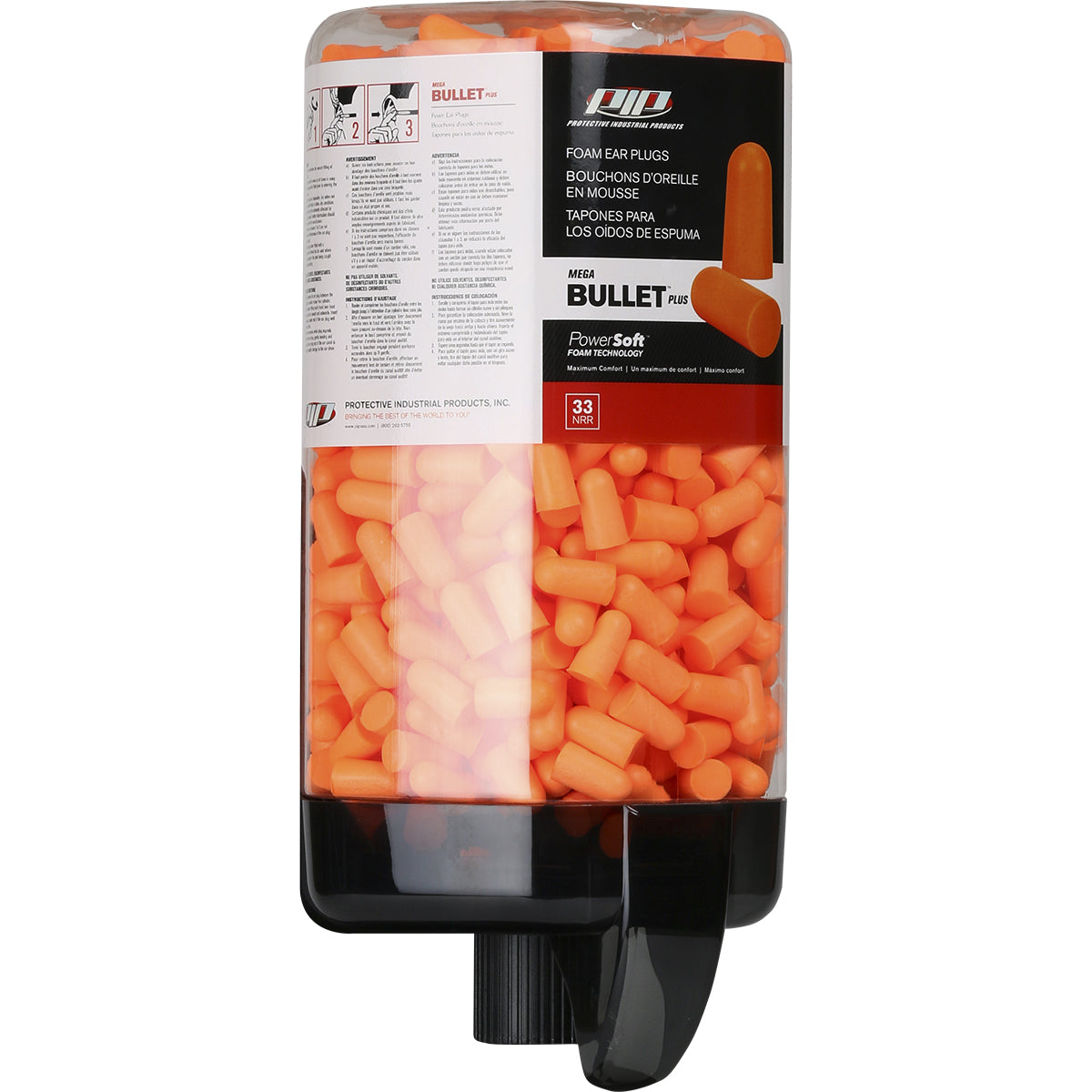267-HPDR810-500 Prefilled Mega Bullet Plus Ear Plug Refill Canister 33 NRR-500 Pairs