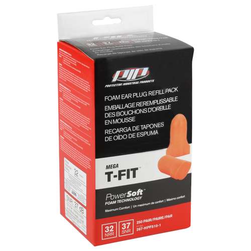 267-HPF510-1 T-Shape Disposable Soft Polyurethane Foam Ear Plugs - Dispenser Refill Pack