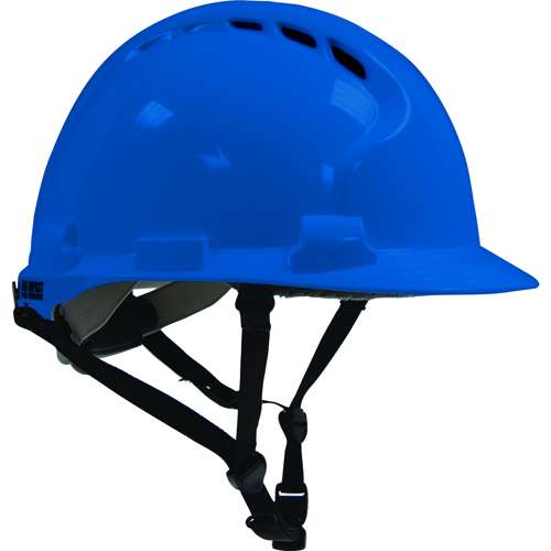 280-AHS240V Vented, Type II Linesman Safety Helmet with HDPE Shell, EPS Impact Liner, Polyester Suspension, Wheel Ratchet Adjustment and 4-Point Chin Strap