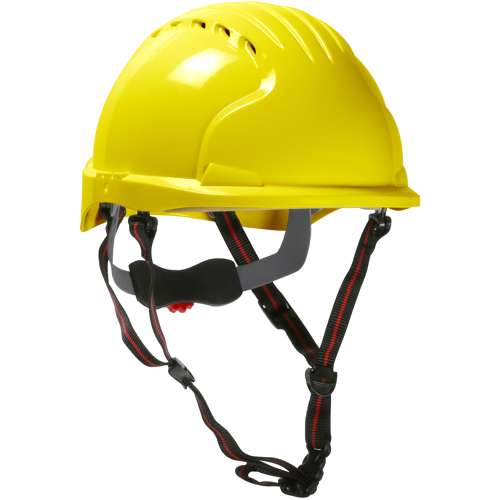 280-EV6151SV-CH Vented, Short Brim Safety Helmet with HDPE Shell, 4-Point Chinstrap, 6-Point Suspension and Wheel Ratchet Adjustment