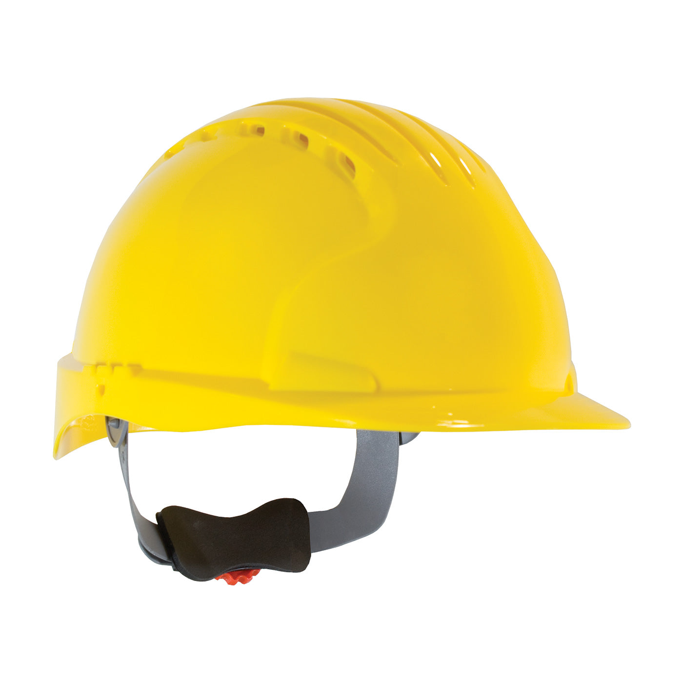 280-EV6151V Standard Brim, Vented Hard Hat with HDPE Shell, 6-Point Polyester Suspension and Wheel Ratchet Adjustment
