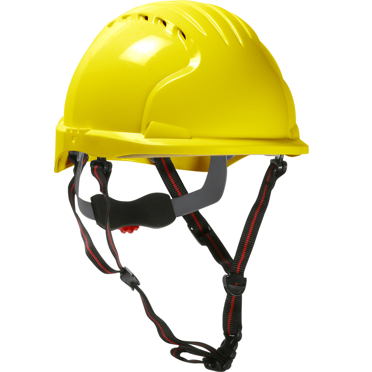 280-EV6151V-CH Vented, Cap Style Safety Helmet with HDPE Shell, 4-Point Chinstrap, 6-Point Suspension and Wheel Ratchet Adjustment