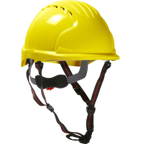 280-EV6151V-CH Vented, Cap Style Safety Helmet with HDPE Shell, 4-Point Chinstrap, 6-Point Suspension and Wheel Ratchet Adjustment