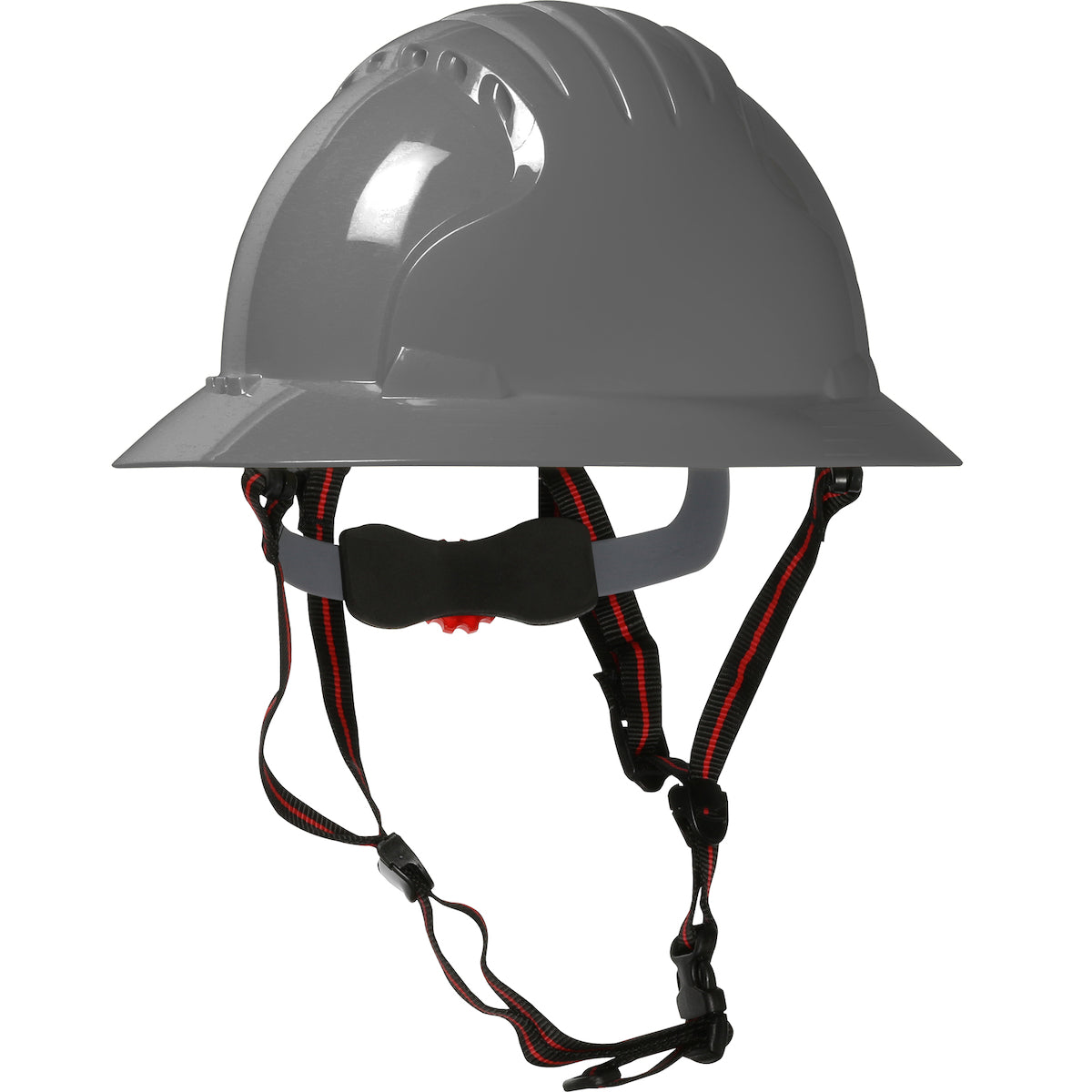 280-EV6161-CH Full Brim Safety Helmet with HDPE Shell, 4-Point Chinstrap, 6-Point Suspension and Wheel Ratchet Adjustment