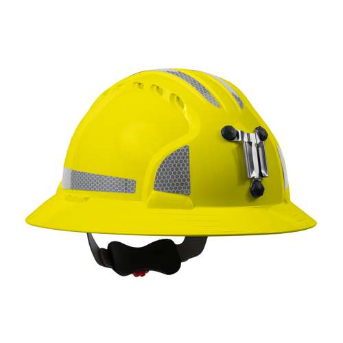 280-EV6161MCR2 Full Brim Mining Hard Hat with HDPE Shell, 6-Point Polyester Suspension, Wheel Ratchet Adjustment and CR2 Reflective Kit