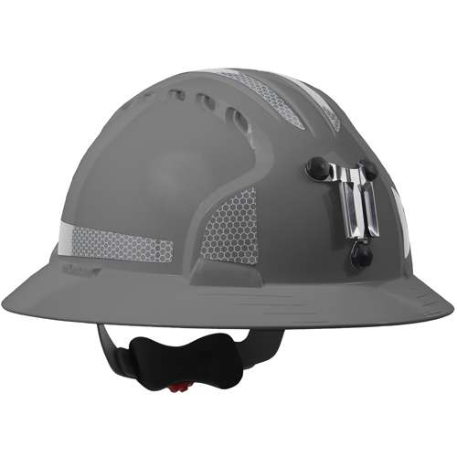 280-EV6161MCR2 Full Brim Mining Hard Hat with HDPE Shell, 6-Point Polyester Suspension, Wheel Ratchet Adjustment and CR2 Reflective Kit