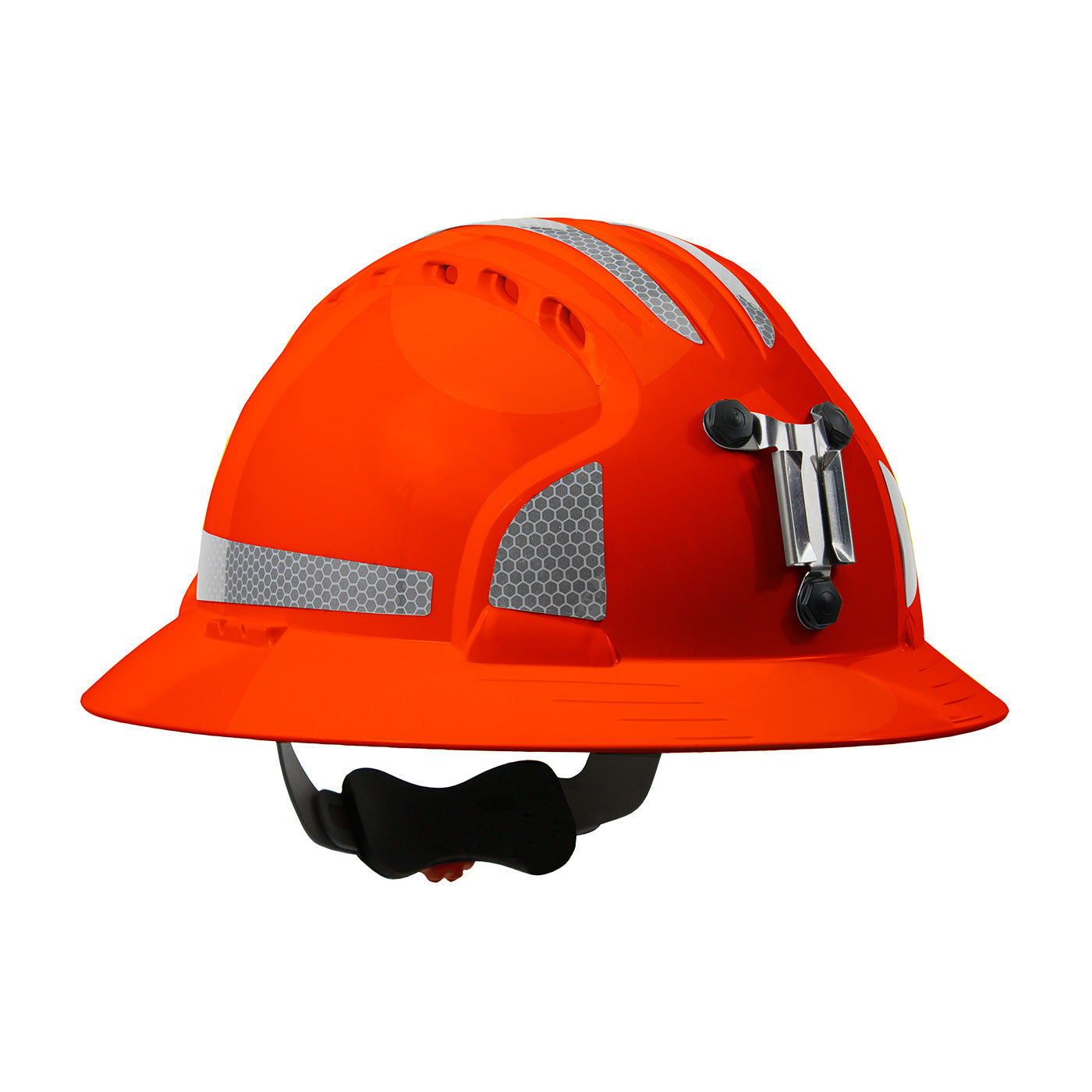 280-EV6161MCR2 Full Brim Mining Hard Hat with HDPE Shell, 6-Point Polyester Suspension, Wheel Ratchet Adjustment and CR2 Reflective Kit