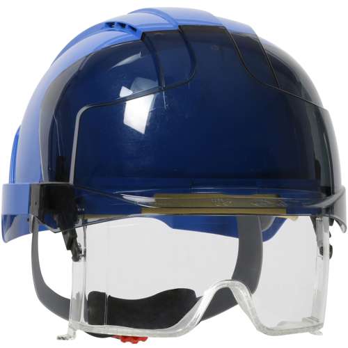 280-EVLV Type I, Vented Industrial Safety Helmet with Lightweight ABS Shell, Integrated ANSI Z87.1 Eye Protection, 6-Point Polyester Suspension and Wheel Ratchet Adjustment