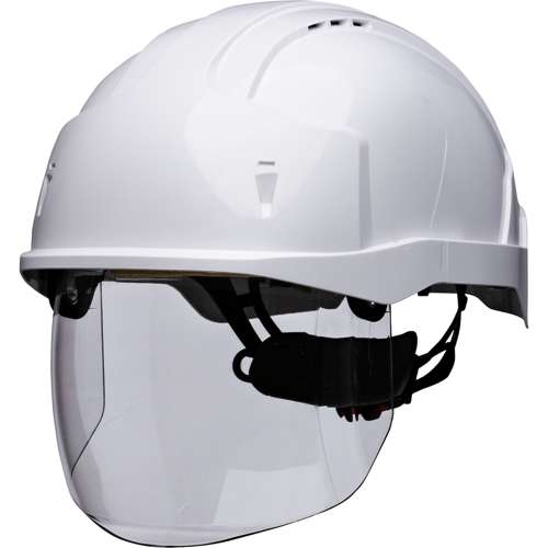 280-EVSV Type I, Vented Industrial Safety Helmet with Lightweight ABS Shell, Integrated ANSI Z87.1 Faceshield, 6-Point Polyester Suspension and Wheel Ratchet Adjustment