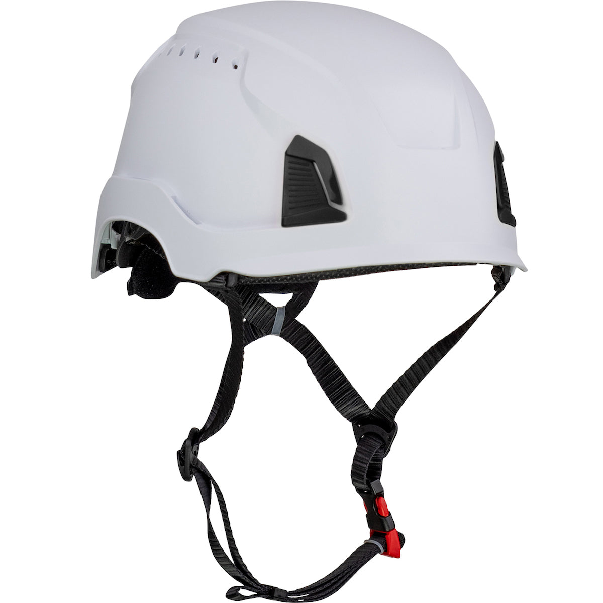 280-HP1491RV Vented, Industrial Climbing Helmet, Type II, Non-MIPS, ABS Shell, EPS Liner, HDPE Suspension, Wheel Ratchet Adjustment, with 4-Point Chin Strap