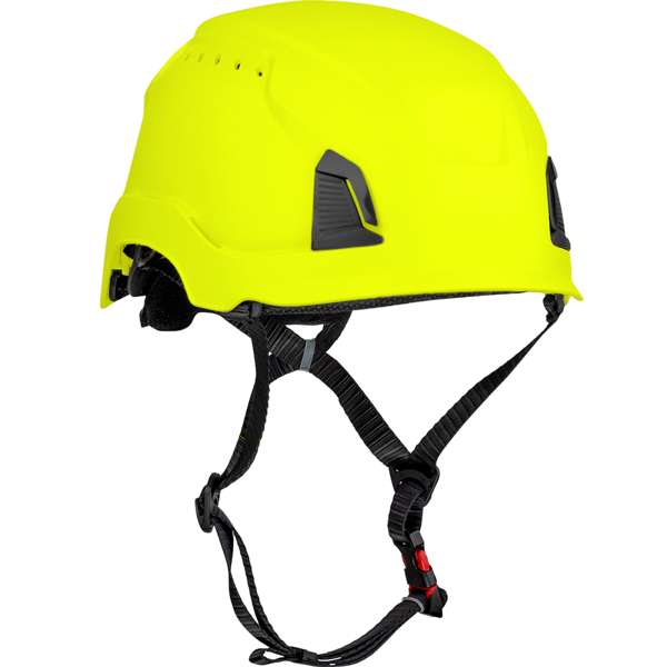 280-HP1491RV Vented, Industrial Climbing Helmet, Type II, Non-MIPS, ABS Shell, EPS Liner, HDPE Suspension, Wheel Ratchet Adjustment, with 4-Point Chin Strap