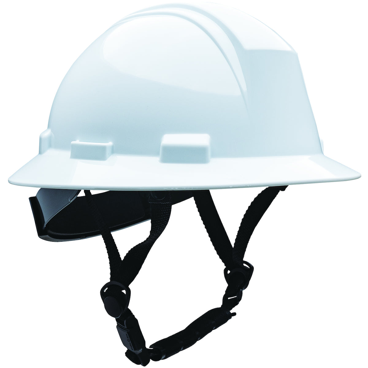 280-HP642R-CH Type II Full Brim Safety Helmet with HDPE Shell, 4-Point Textile Suspension, Wheel Ratchet Adjustment and 4-Point Chinstrap