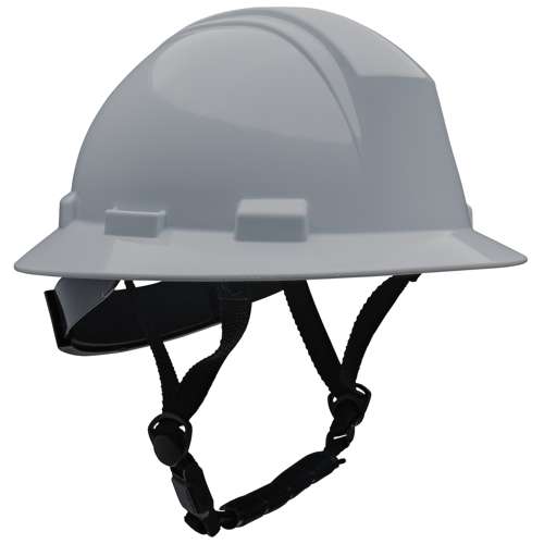280-HP642R-CH Type II Full Brim Safety Helmet with HDPE Shell, 4-Point Textile Suspension, Wheel Ratchet Adjustment and 4-Point Chinstrap