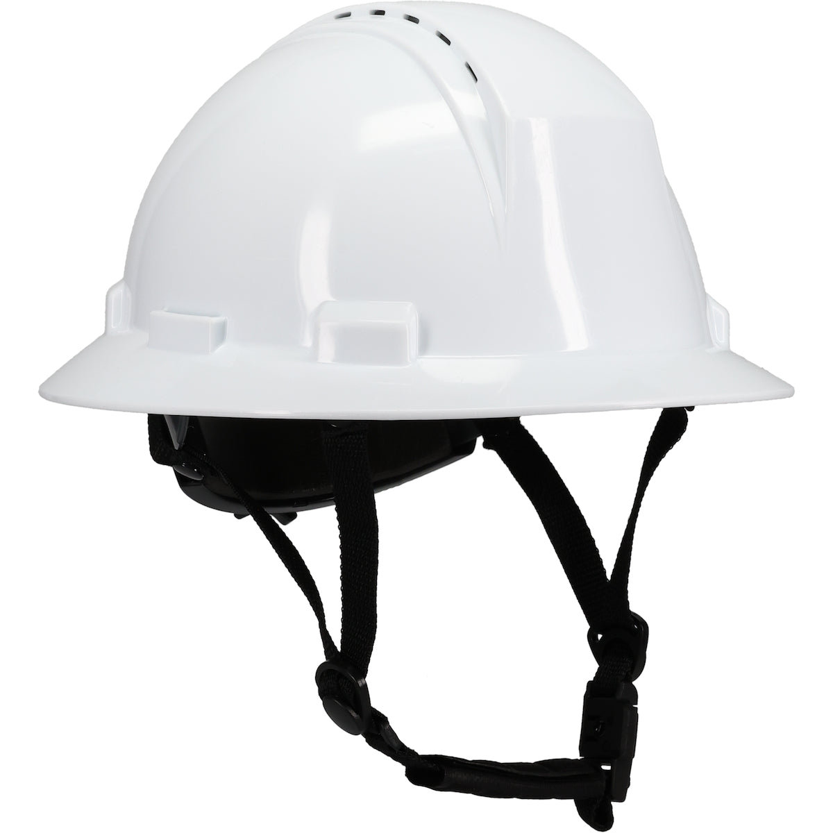 280-HP642RV-CH Type II Full Brim Safety Helmet with HDPE Shell, 4-Point Textile Suspension, Wheel Ratchet Adjustment Vented, With 4-Point Chinstrap