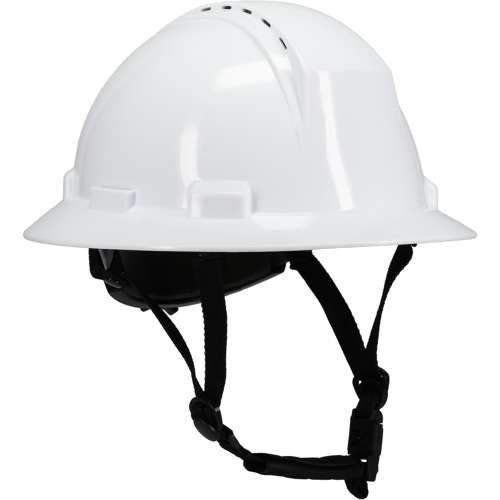 280-HP642RV-CH Type II Full Brim Safety Helmet with HDPE Shell, 4-Point Textile Suspension, Wheel Ratchet Adjustment Vented, With 4-Point Chinstrap