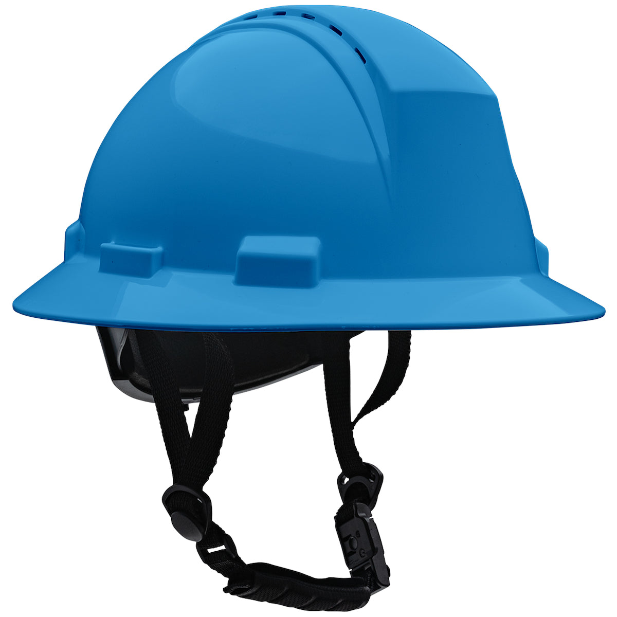 280-HP642RV-CH Type II Full Brim Safety Helmet with HDPE Shell, 4-Point Textile Suspension, Wheel Ratchet Adjustment Vented, With 4-Point Chinstrap