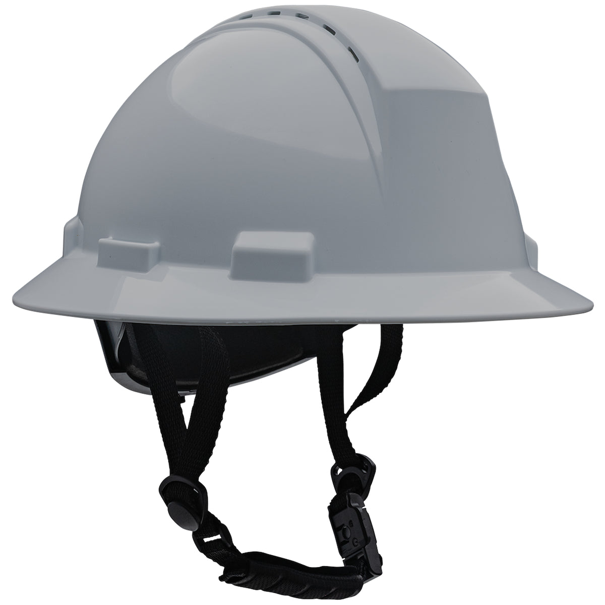 280-HP642RV-CH Type II Full Brim Safety Helmet with HDPE Shell, 4-Point Textile Suspension, Wheel Ratchet Adjustment Vented, With 4-Point Chinstrap