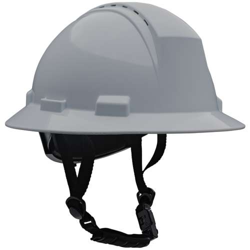 280-HP642RV-CH Type II Full Brim Safety Helmet with HDPE Shell, 4-Point Textile Suspension, Wheel Ratchet Adjustment Vented, With 4-Point Chinstrap