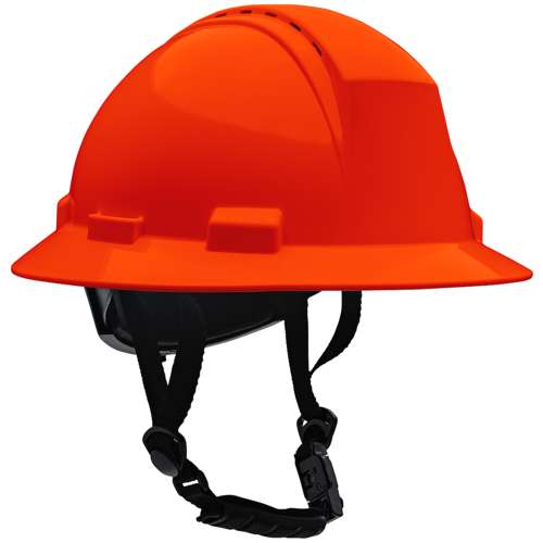 280-HP642RV-CH Type II Full Brim Safety Helmet with HDPE Shell, 4-Point Textile Suspension, Wheel Ratchet Adjustment Vented, With 4-Point Chinstrap