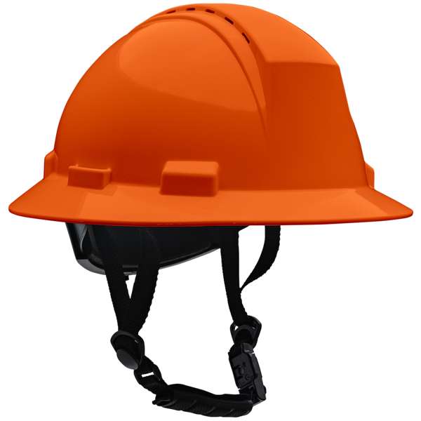 280-HP642RVM-CH ANSI Type II Full Brim Safety Helmet with HDPE Shell Vented and Mips® Brain Protection System, 4-Point Textile Suspension, Wheel Ratchet Adjustment and 4-Point Chinstrap