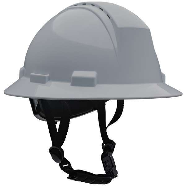 280-HP642RVM-CH ANSI Type II Full Brim Safety Helmet with HDPE Shell Vented and Mips® Brain Protection System, 4-Point Textile Suspension, Wheel Ratchet Adjustment and 4-Point Chinstrap