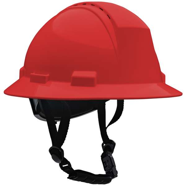 280-HP642RVM-CH ANSI Type II Full Brim Safety Helmet with HDPE Shell Vented and Mips® Brain Protection System, 4-Point Textile Suspension, Wheel Ratchet Adjustment and 4-Point Chinstrap