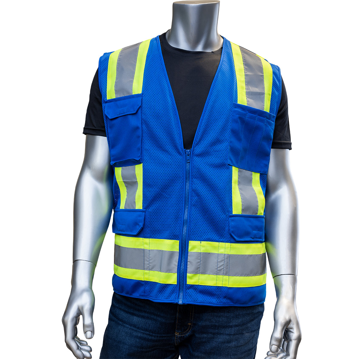 301-0500M ANSI Type O Class 1 Two-Tone Eleven Pocket Mesh Surveyors Vest
