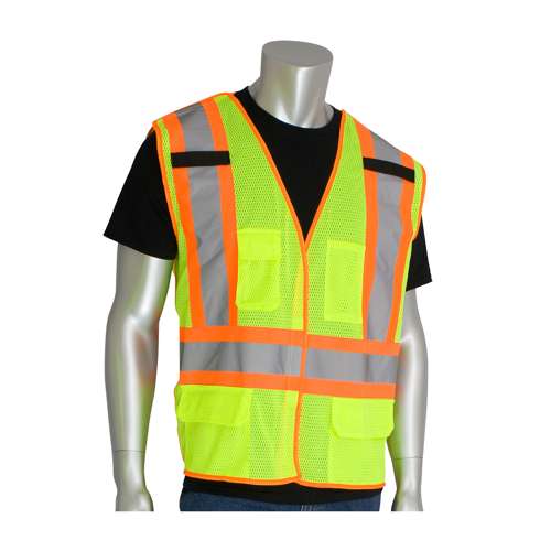 302-0212 ANSI Type R Class 2 Two-Tone Five Pocket Breakaway Mesh Vest