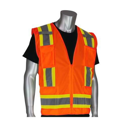 302-0500S ANSI Type R Class 2 Two-Tone Eleven Pocket Solid Tricot Surveyors Vest