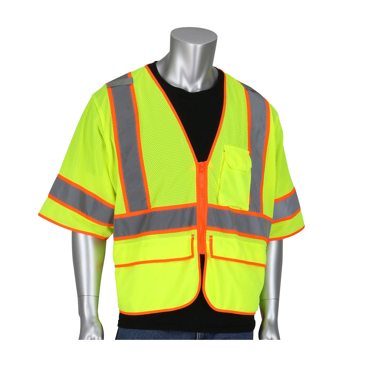 305-SVZSE ANSI Type R Class 3 Self Extinguishing Two-Tone Mesh Surveyors Vest