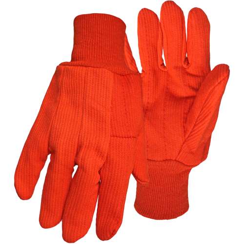 30PCF Hi-Vis Polyester/Cotton Corded Double Palm Glove with Nap-In Finish - Knit Wrist