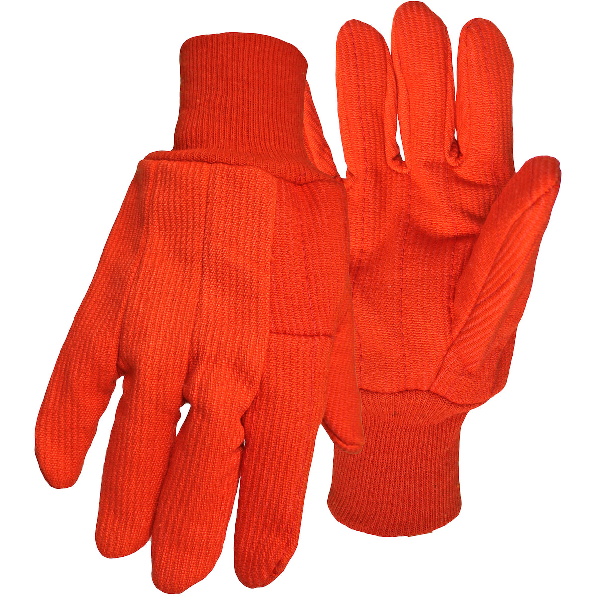 30PCF Hi-Vis Polyester/Cotton Corded Double Palm Glove with Nap-In Finish - Knit Wrist