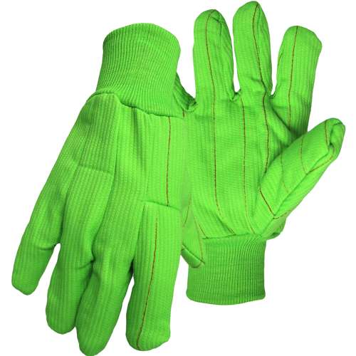 30PCN Hi-Vis Polyester/Cotton Corded Double Palm Glove with Nap-In Finish - Knit Wrist