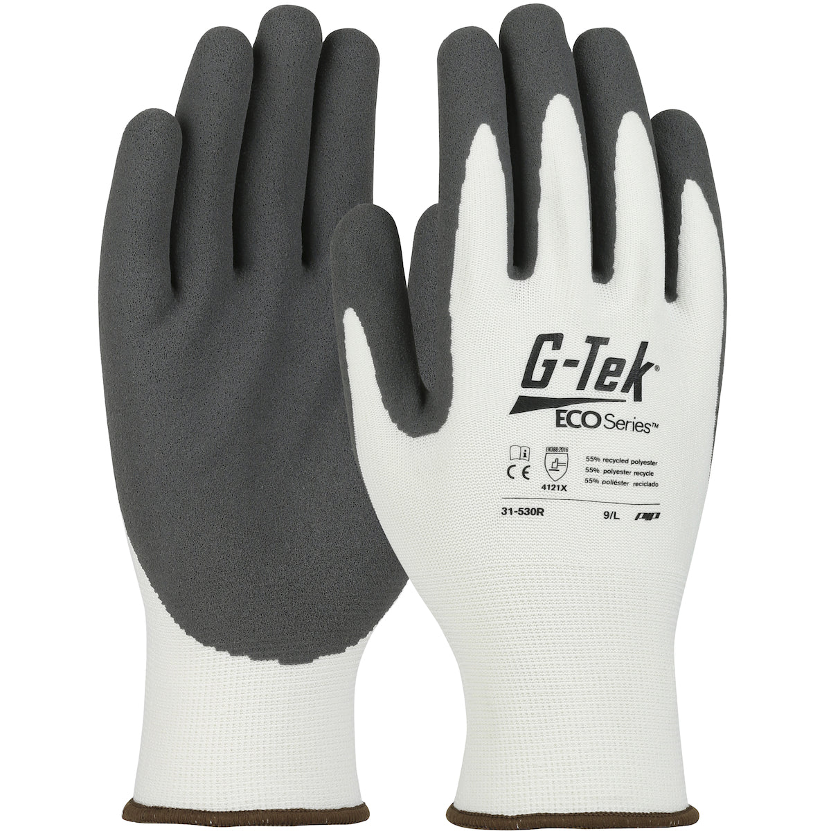 31-530R Seamless Knit Recycled Yarn / Spandex Blended Glove with Nitrile Coated MicroSurface Grip on Palm & Fingers