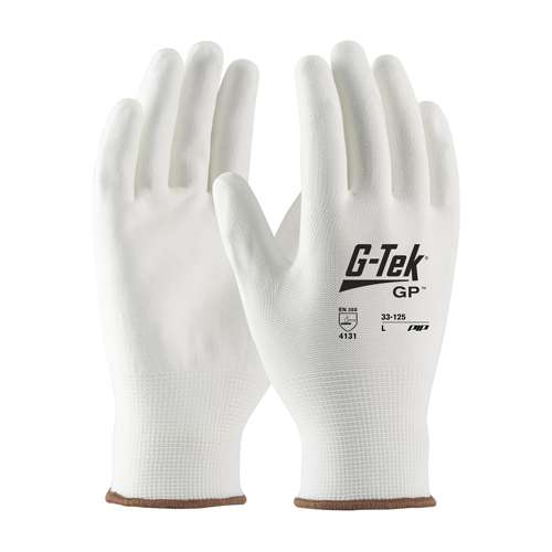 33-125 Seamless Knit Nylon Blend Glove with Polyurethane Coated Flat Grip on Palm & Fingers - Touchscreen